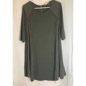 Altard State Olive Green Dress L Frayed Trim Casual Comfy‎ Tunic